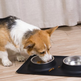 [싸더라] 애완견 반려동물 실리콘 스테인리스 2구 식기