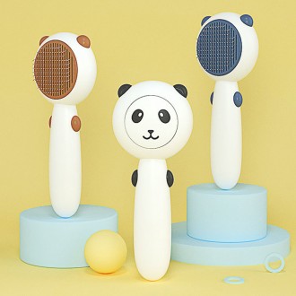 원터치 애견 팬더 슬리커 반려동물 펫 브러쉬 털제거 빗 강아지 고양이 엉킨털 죽은털제거빗