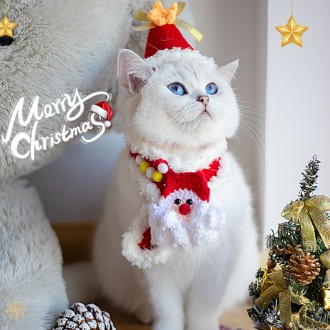 [싸더라] 크리스마스 넥케이프 모자 강아지 고양이 스카프 핸드메이드 뜨개질 세트