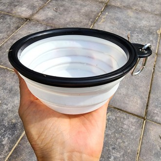 휴대용 강아지 산책 접이식 카라비너 물그릇 애견식기