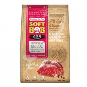 소프트밥 소고기 1kg 강아지 반건조 사료 펫푸드