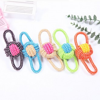 PET 강아지 장난감 이갈이 공 터그 놀이 로프 볼고리