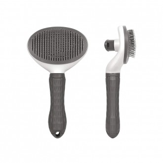 [싸더라] 반려동물 원터치 펫브러쉬 슬리커 브러시 털제거 고양이 강아지 털빗 빗살청소