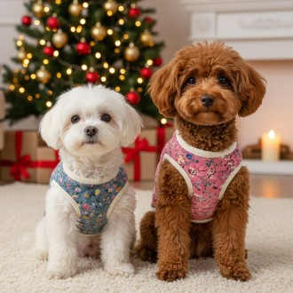 [도매라인] 귀염뽀짝 강아지꽃무늬조끼 인기만점 강아지 겨울옷 애견조끼 꽃무늬조끼